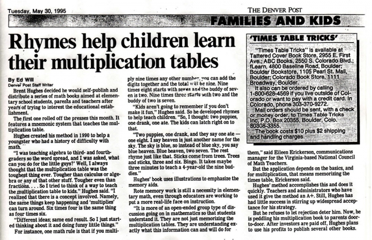 Rhymes help children learn their multiplication tables