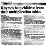 Rhymes help children learn their multiplication tables